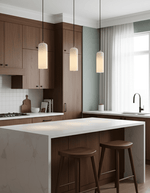 Monty Alabaster Pendant Light in Brass with Braided Cord