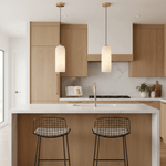 Monty Alabaster Pendant Light in Brass with Braided Cord