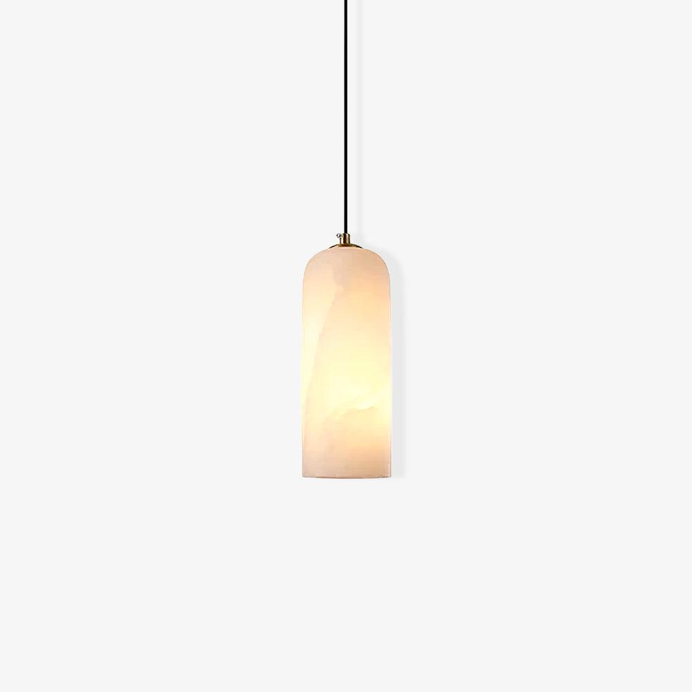 Monty Alabaster Pendant Light in Brass with Braided Cord