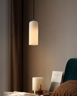 Monty Alabaster Pendant Light in Brass with Braided Cord
