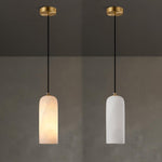 Monty Alabaster Pendant Light in Brass with Braided Cord