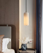 Monty Alabaster Pendant Light in Brass with Braided Cord