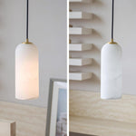 Monty Alabaster Pendant Light in Brass with Braided Cord