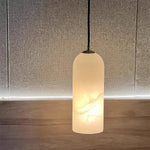 Monty Alabaster Pendant Light in Brass with Braided Cord