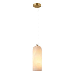 Monty Alabaster Pendant Light in Brass with Braided Cord