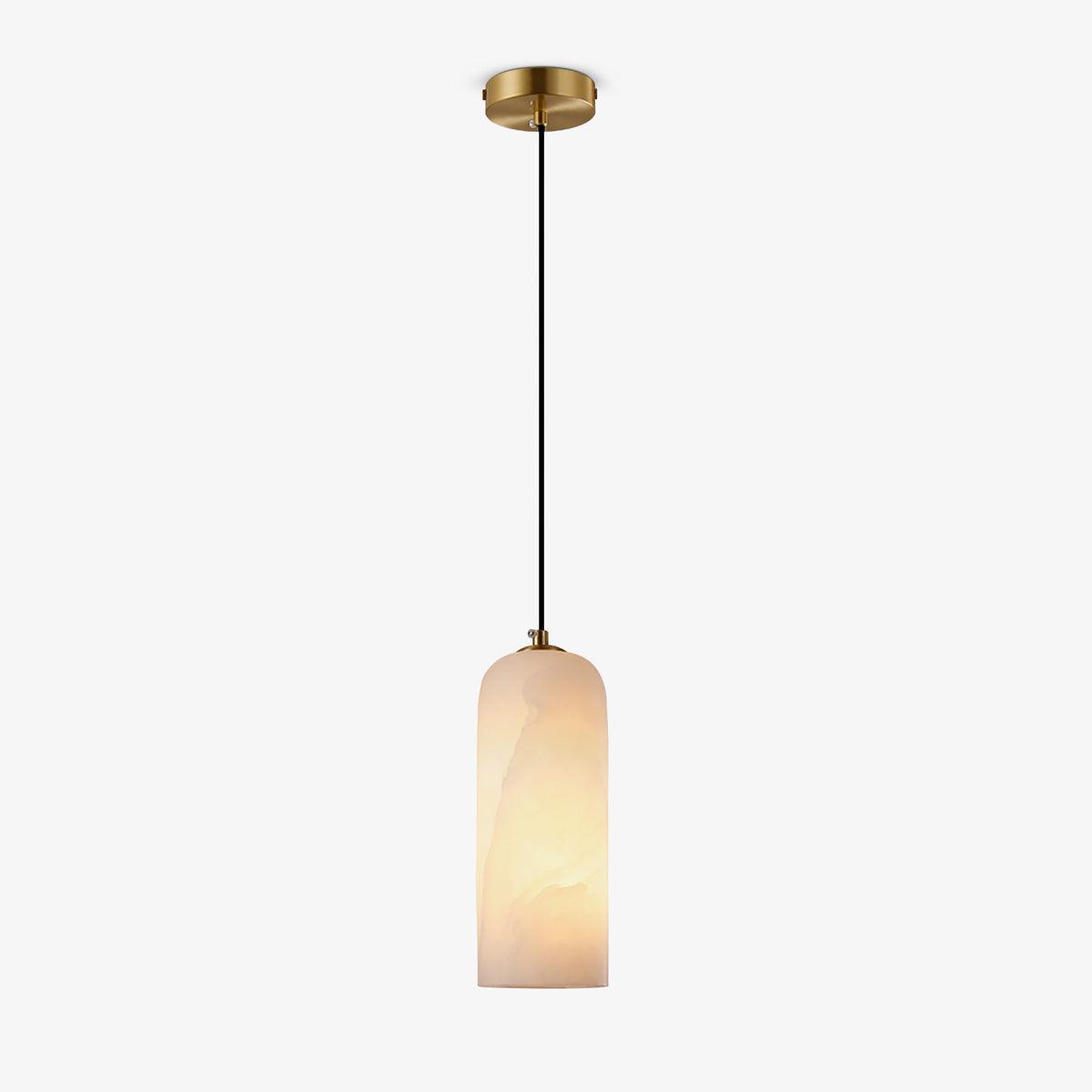 Monty Alabaster Pendant Light in Brass with Braided Cord