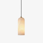 Monty Alabaster Pendant Light in Brass with Braided Cord