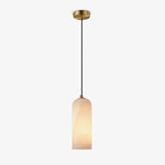 Monty Alabaster Pendant Light in Brass with Braided Cord