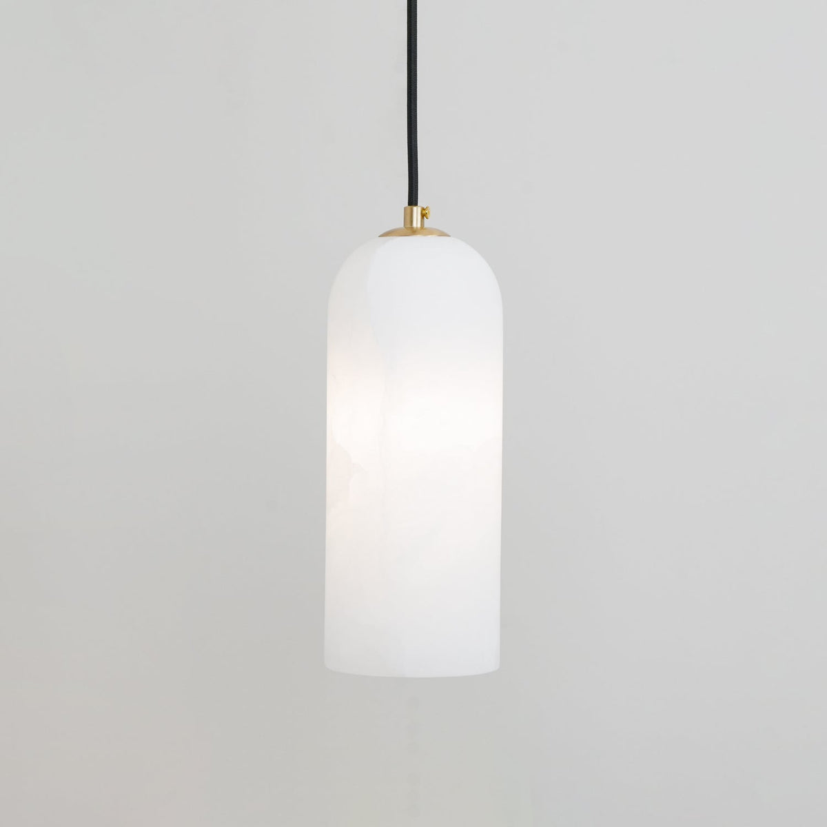 Monty Alabaster Pendant Light in Brass with Braided Cord