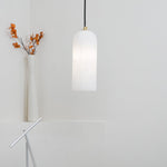 Monty Alabaster Pendant Light in Brass with Braided Cord