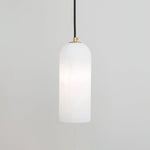 Monty Alabaster Pendant Light in Brass with Braided Cord