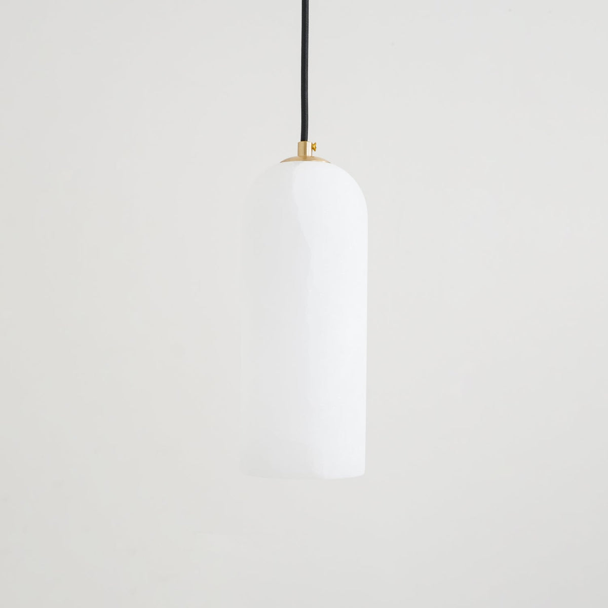 Monty Alabaster Pendant Light in Brass with Braided Cord