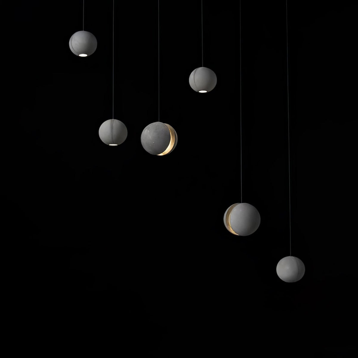 Moon Concrete Pendant Light – Modern Minimalist LED Ceiling Lamp