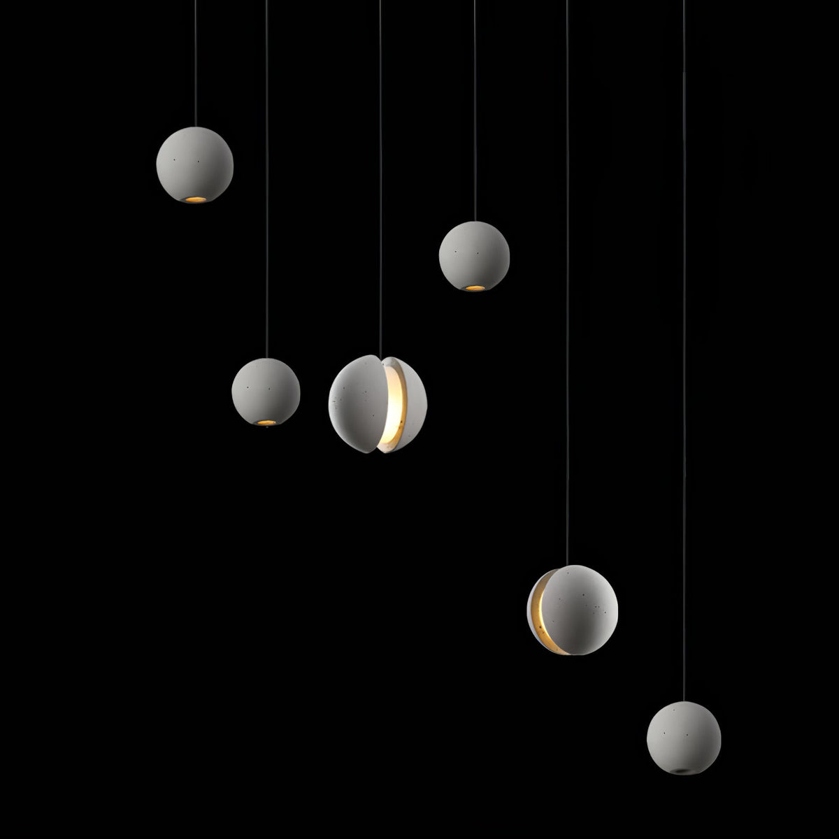 Moon Concrete Pendant Light – Modern Minimalist LED Ceiling Lamp