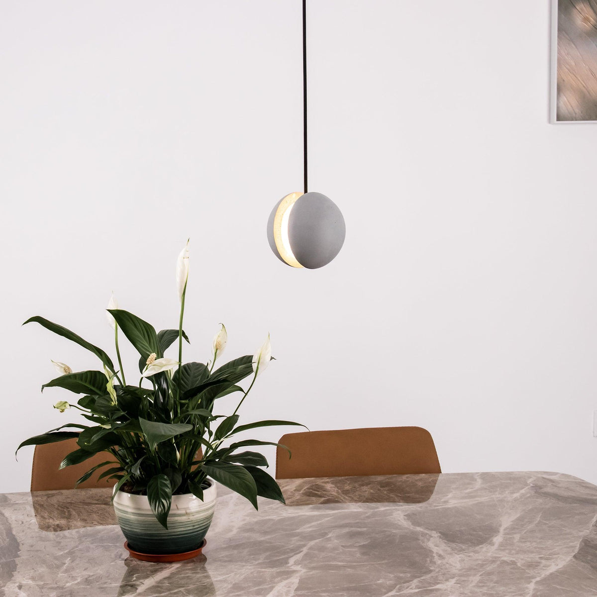 Moon Concrete Pendant Light – Modern Minimalist LED Ceiling Lamp