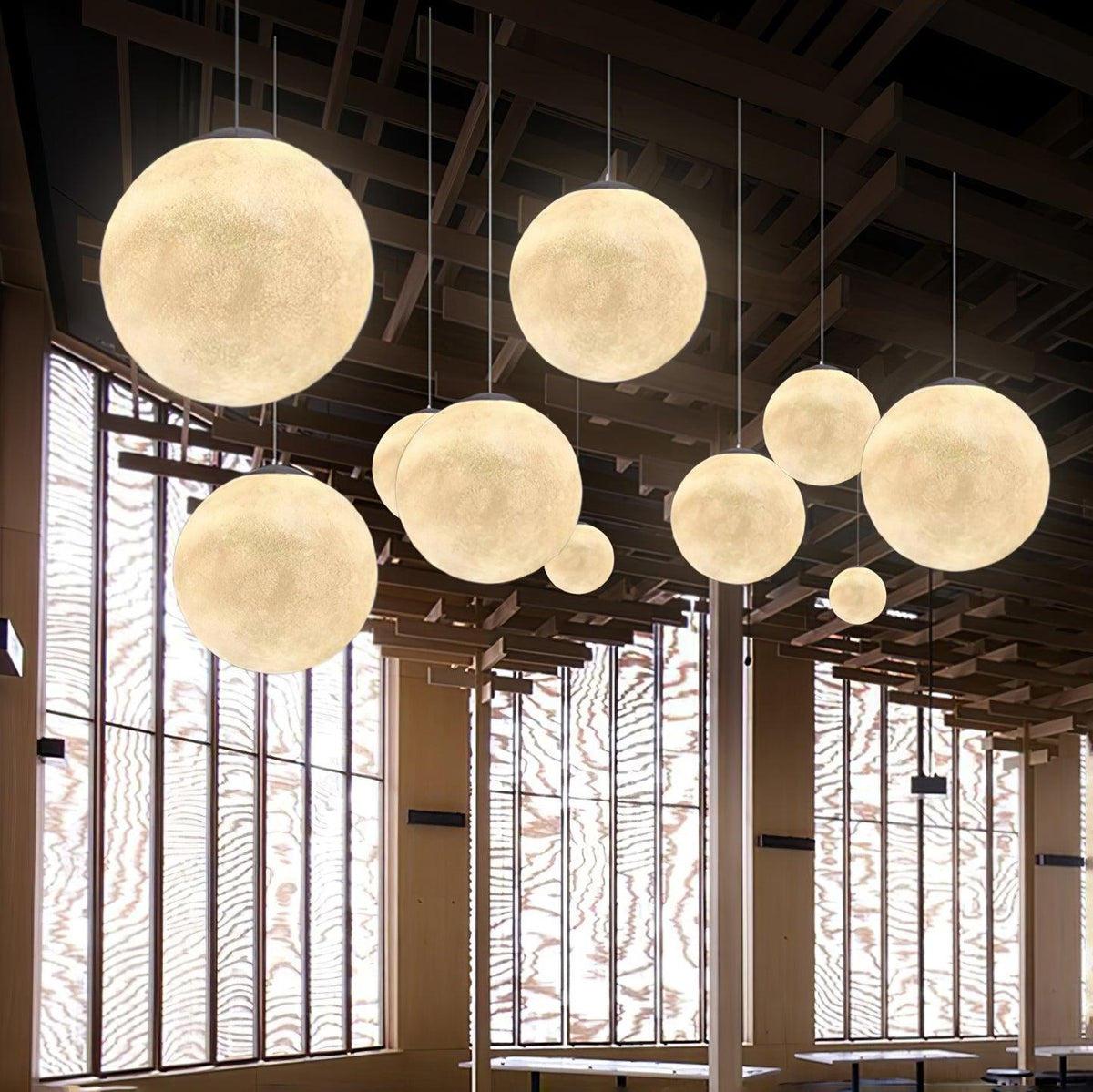 Moon Pendant Lamp – Celestial Resin Hanging Light for Modern Interiors