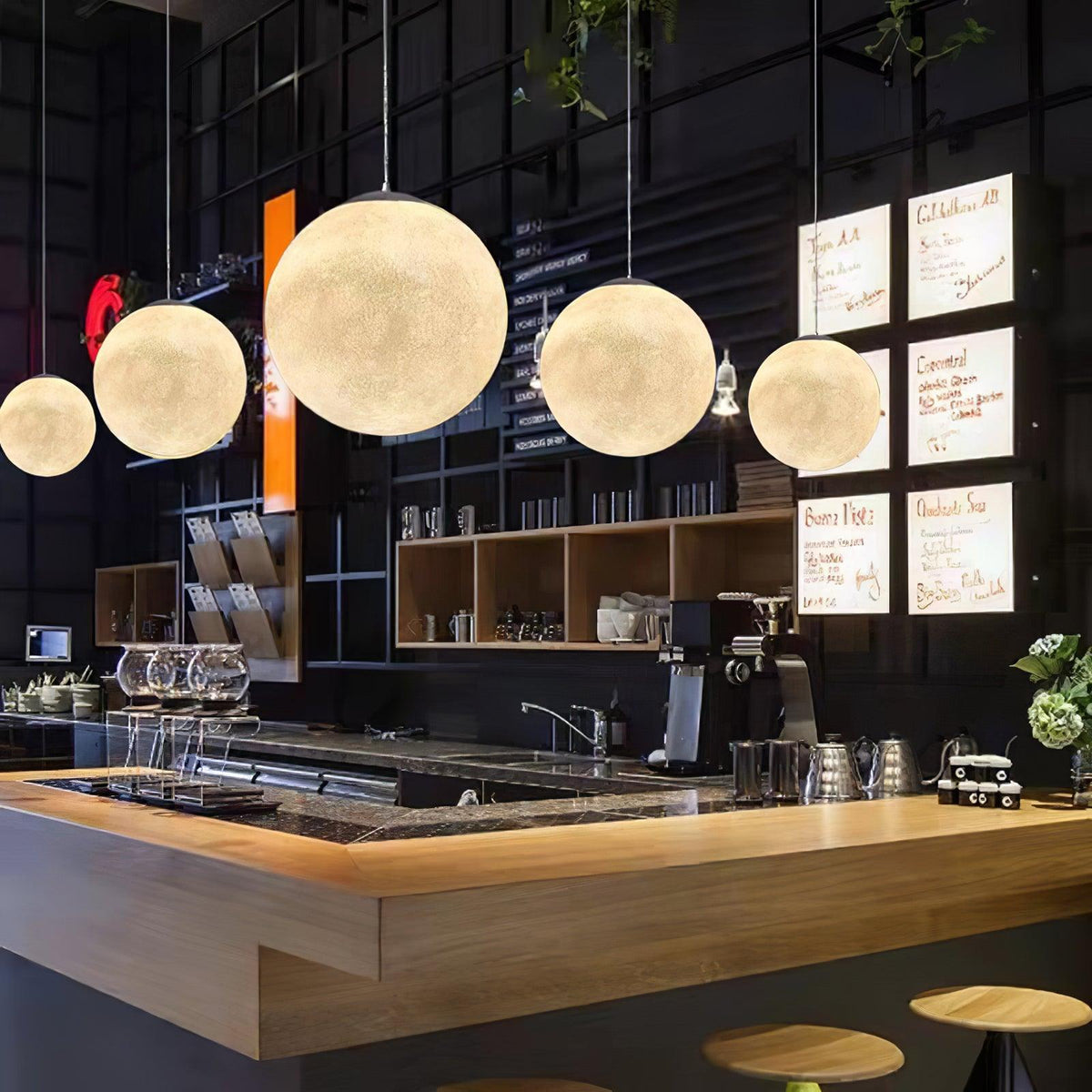 Moon Pendant Lamp – Celestial Resin Hanging Light for Modern Interiors