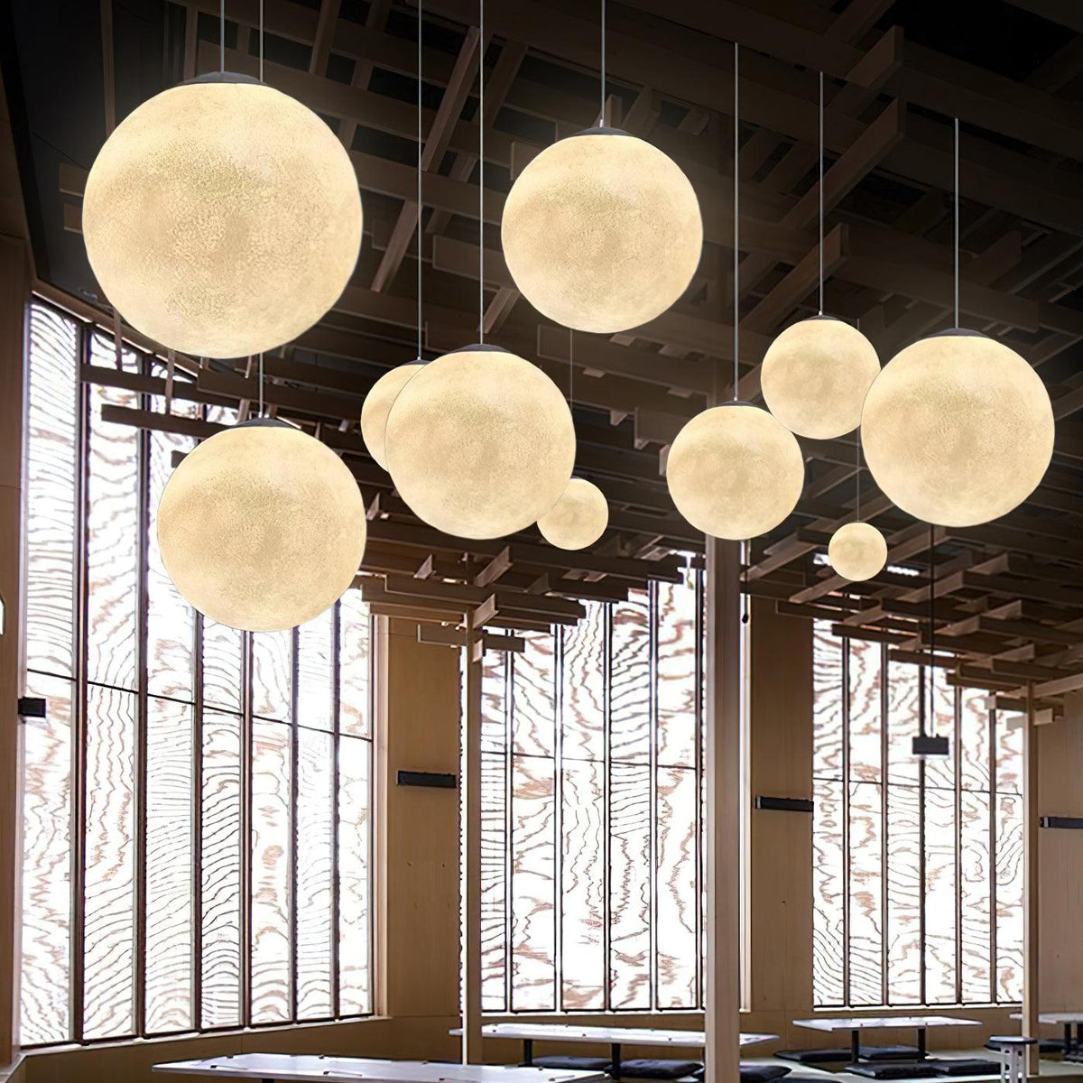 Moon Pendant Lamp – Celestial Resin Hanging Light for Modern Interiors