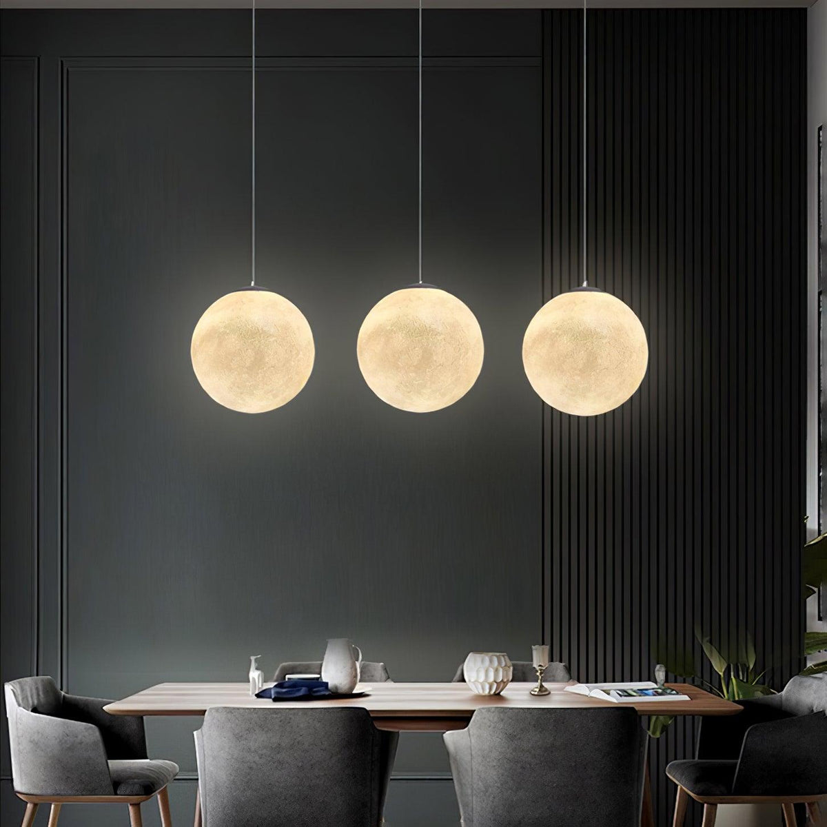 Moon Pendant Lamp – Celestial Resin Hanging Light for Modern Interiors