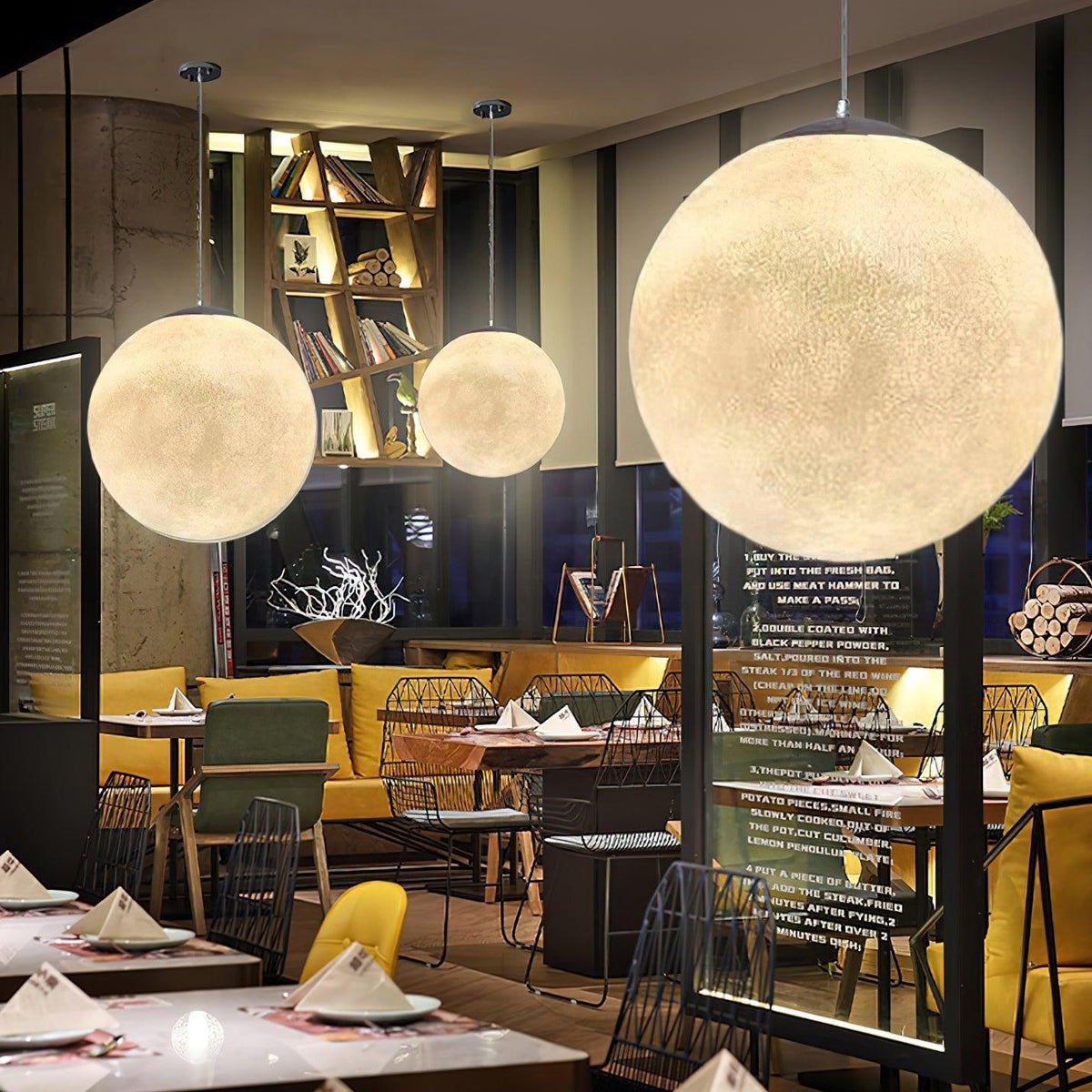 Moon Pendant Lamp – Celestial Resin Hanging Light for Modern Interiors
