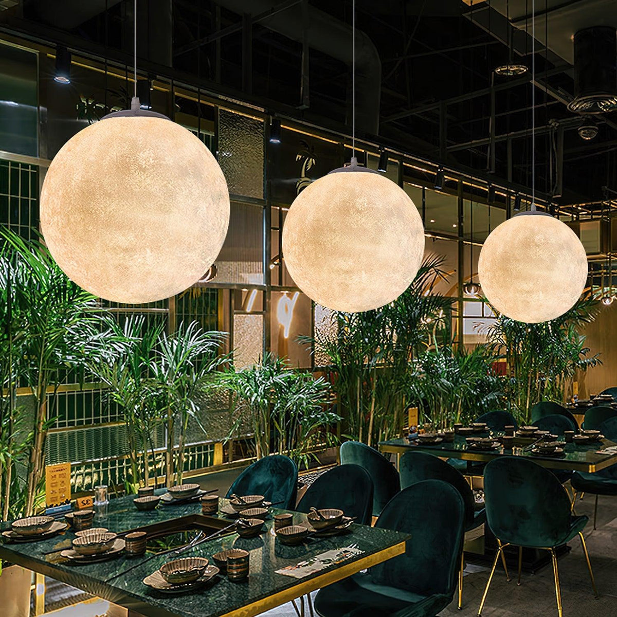 Moon Pendant Lamp – Celestial Resin Hanging Light for Modern Interiors