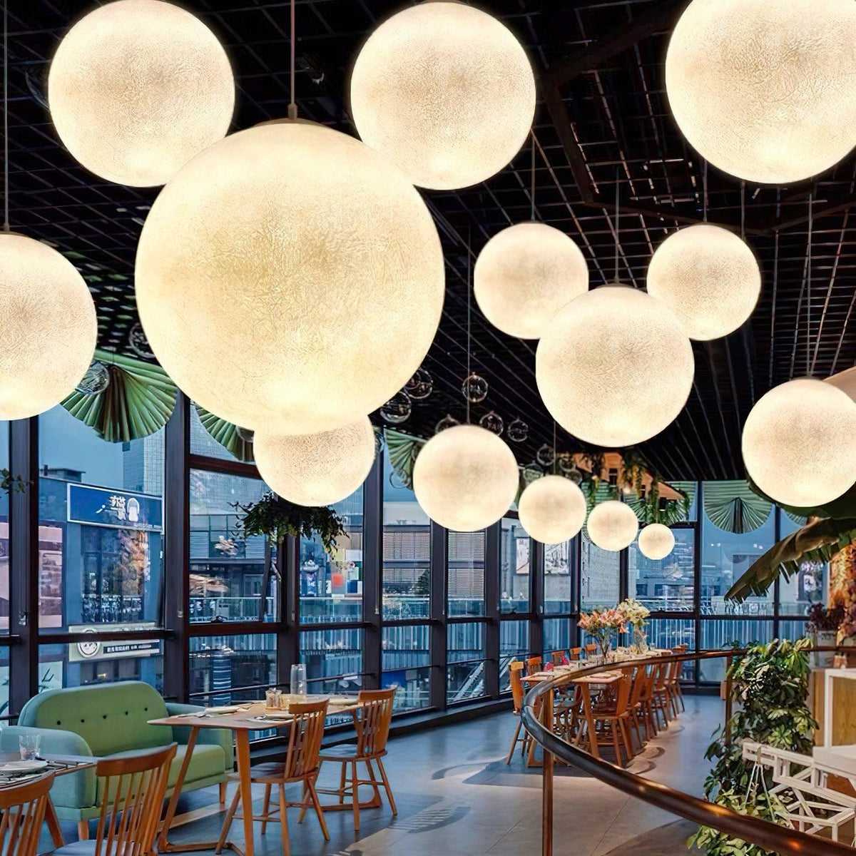 Moon Pendant Lamp – Celestial Resin Hanging Light for Modern Interiors