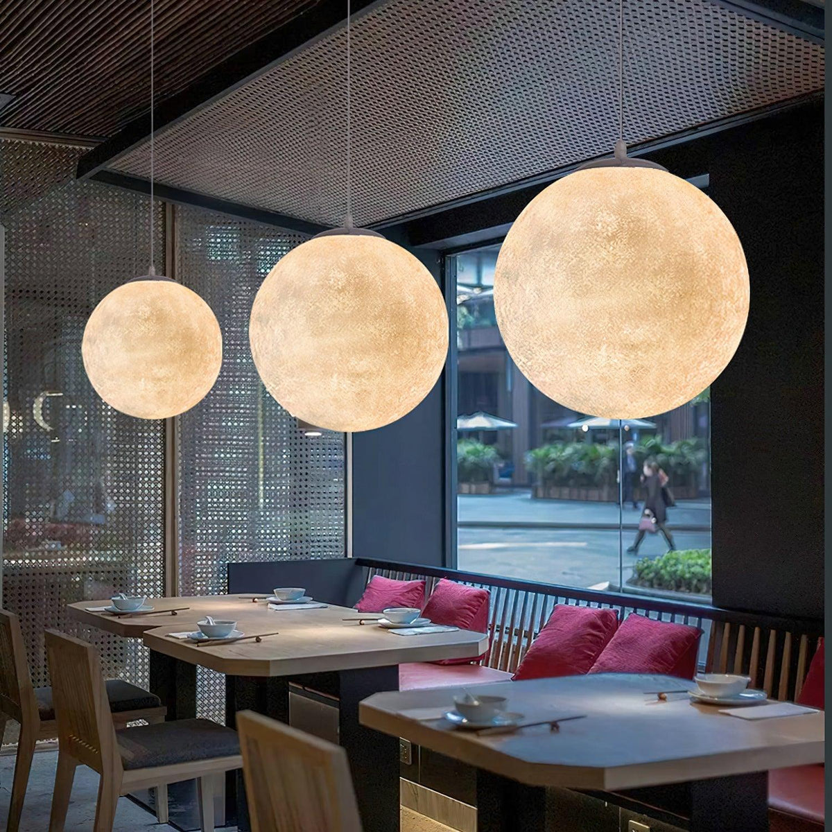 Moon Pendant Lamp – Celestial Resin Hanging Light for Modern Interiors