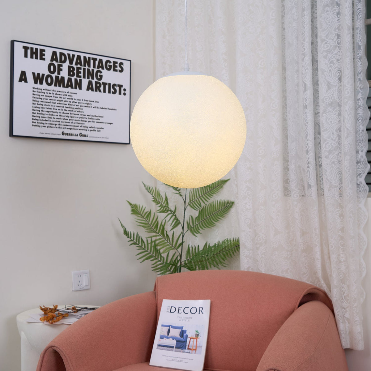 Moon Pendant Lamp – Celestial Resin Hanging Light for Modern Interiors