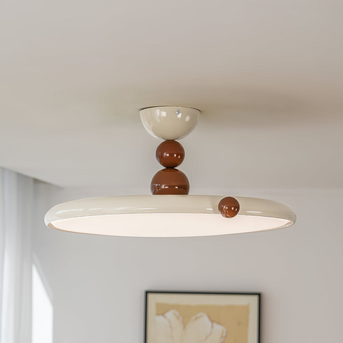 Moondrop Ceiling Light – Modern LED Flush Mount with Terracotta Accents