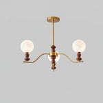 Moonlit Globe Chandelier – Modern Wood & Gold Pendant Light for Dining Room and Living Room