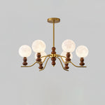 Moonlit Globe Chandelier – Modern Wood & Gold Pendant Light for Dining Room and Living Room