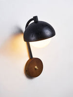 Morrow Dome Wall Sconce in Black Travertine with Opal Glass