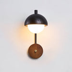 Morrow Dome Wall Sconce in Black Travertine with Opal Glass