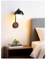 Morrow Dome Wall Sconce in Black Travertine with Opal Glass