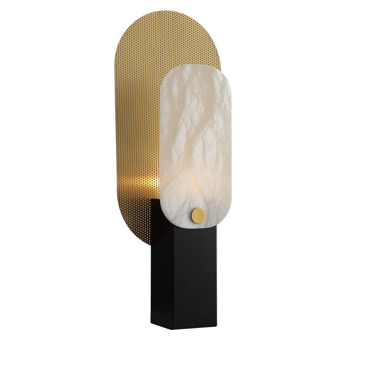 Mosaic Elegance Alabaster Table Lamp with Gold Metal Frame