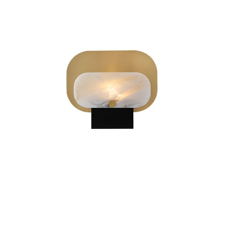 Mosaic Elegance Alabaster Table Lamp with Gold Metal Frame