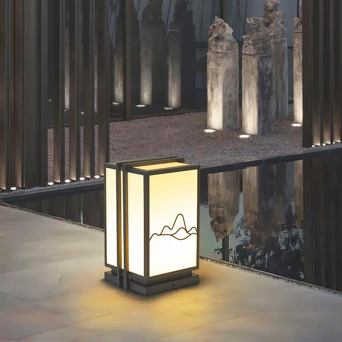 Mountain Outdoor Post Light – Sculptural Stainless Steel LED Landscape Lamp