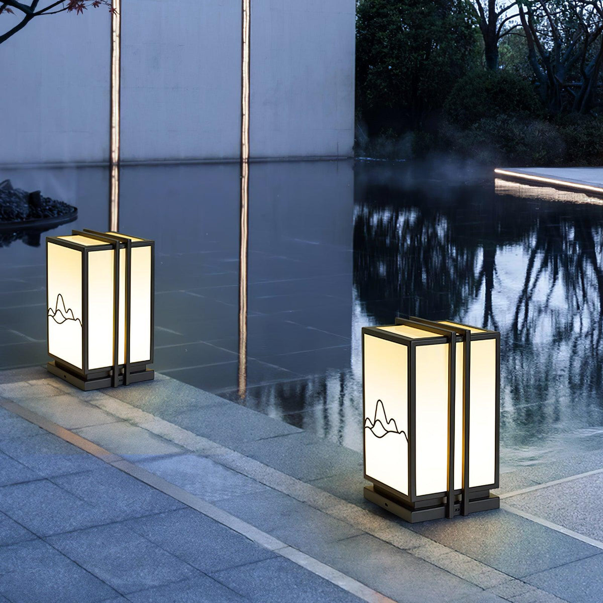 Mountain Outdoor Post Light – Sculptural Stainless Steel LED Landscape Lamp