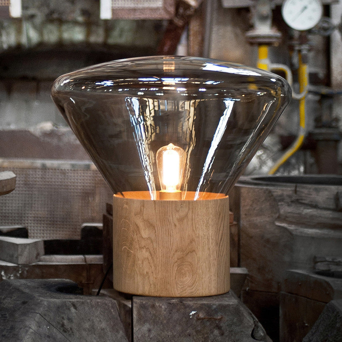 Bois Table Lamp – Handcrafted Wood & Blown Glass Designer Lamp