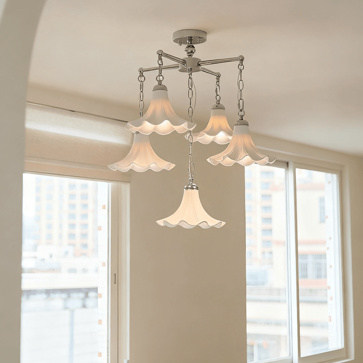 Mugena Bloom Chandelier – Five-Light Floral Ceramic Pendant Chandelier
