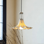 Mugena Floral Glass Pendant Light in Chrome for Dining and Living Spaces