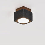 Sky Hole Black Travertine & Walnut Flush Mount Ceiling Light