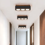 Sky Hole Black Travertine & Walnut Flush Mount Ceiling Light