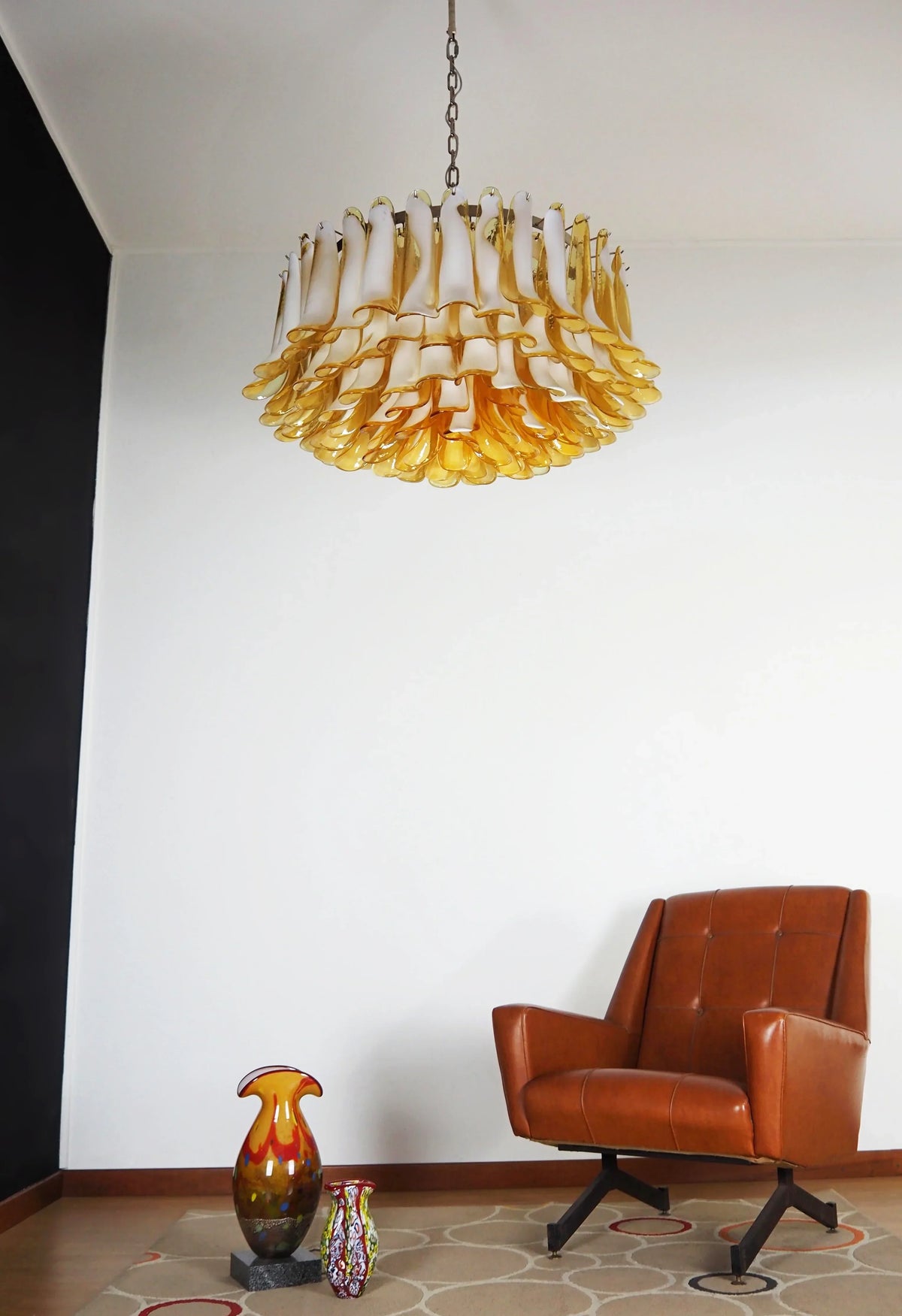 Murano Caramel Glass Petal Chandelier