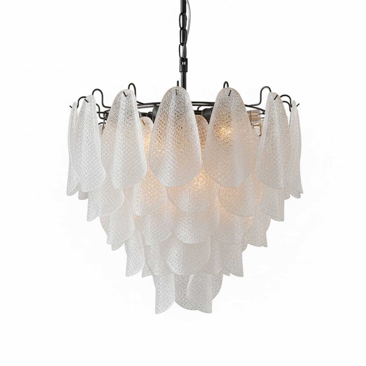 Murano Glass Teardrop Chandelier in Polished Metal for Modern Interiors