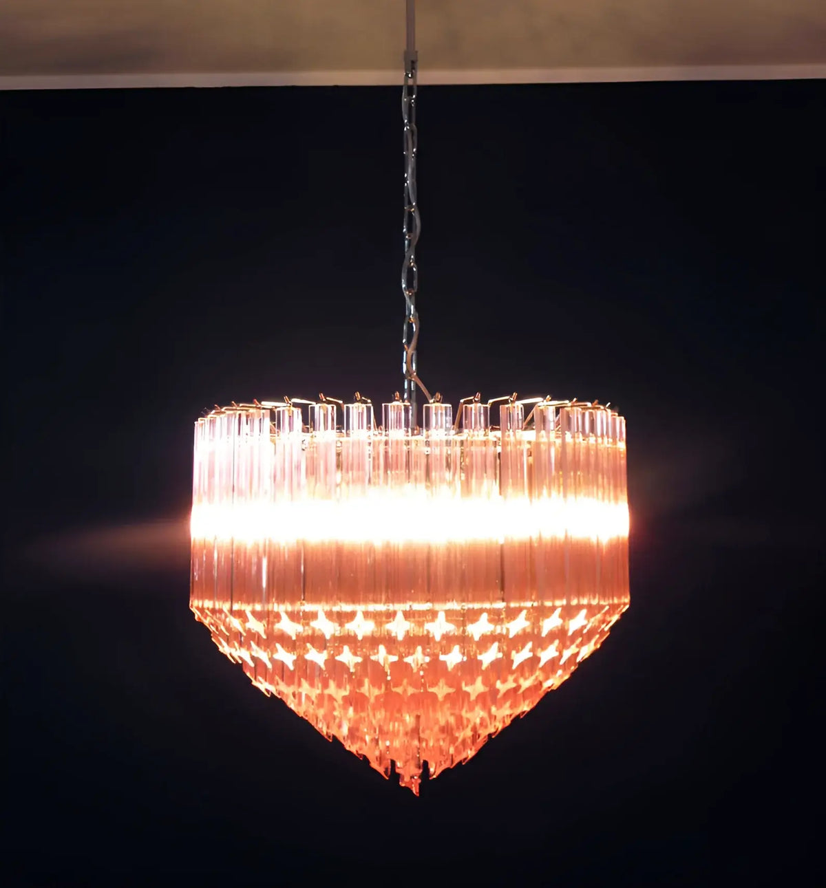 Murano Quadriedri Prisms Pink Chandelier