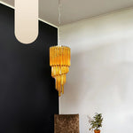Murano Spiral Prisms Amber Chandelier