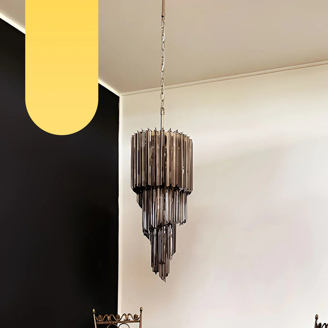 Murano Spiral Prisms Smoked Chandelier