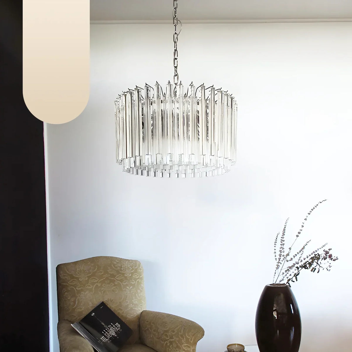 Murano Triedri Round Prisms Transparent Chandelier