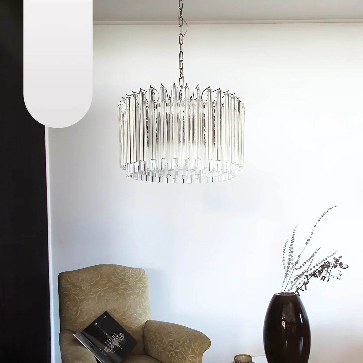 Murano Triedri Round Prisms Transparent Chandelier